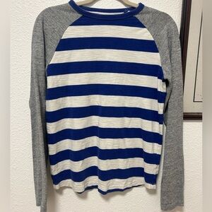 Boden Blue and Gray Striped Long Sleeve Shirt Youth 13-14